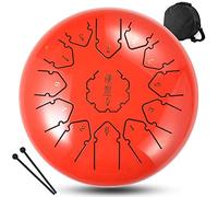 CEHJZQRPL Percussion Instruments C Key 13 Notes 12 Inch Steel Tongue Drum Hand Pan with Carry Bag Drum Mallets Finger Cover for Musical Education Concert Mind Healing Yoga Meditation(Red)