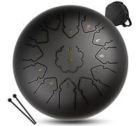 CEHJZQRPL Percussion Instruments C Key 13 Notes 12 Inch Steel Tongue Drum Hand Pan with Carry Bag Drum Mallets Finger Cover for Musical Education Concert Mind Healing Yoga Meditation(Black)