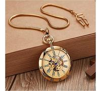 CEHJZQRPL Pocket Watch Mechanical Pocket Watch Skeleton Roman Numerals Dial Quality Engraved Case Chain Clock for Men Dropshipping