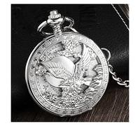 CEHJZQRPL Pocket Watch Silver Eagle Hand-Wind Mechanical Pocket Watch Mens Waist Chain Hollow