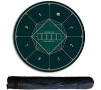 CEHJZQRPL Round Poker Mat for Texas Holdem, Portable Poker Table Top with Carrying Bag, 8 Player Game Layout Mat for Play Cards, Poker Games(Gr眉n,1.2 x 1.2 M)