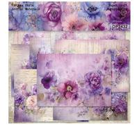 CEHJZQRPL Scrapbooking Paper Pad, Floral 24 Sheets A5 Sized Purple Flower Single-sided Patterned Paper Pack, for Photo Album Background Card Making-8.3" x 5.7"