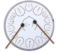CEHJZQRPL Steel Drum Percussion Instruments Handpan 14 Inches 15 Notes Tongue Drum with Mallets Carrying Bag Ethereal Drum for Adult Kid Yoga Meditation Musical Education Mind Healing(White)