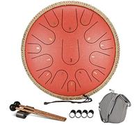 CEHJZQRPL Steel Tongue Drum, 14 Inch 15 Notes Tongue Drum, Percussion Instrument Handpan Tank Hand Pan Drum with Drum Mallets Carry Bag Finger Cover for Yoga Meditation Musical Education Kids Adults(R