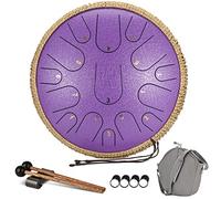 CEHJZQRPL Steel Tongue Drum, 14 Inch 15 Notes Tongue Drum, Percussion Instrument Handpan Tank Hand Pan Drum with Drum Mallets Carry Bag Finger Cover for Yoga Meditation Musical Education Kids Adults(P