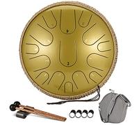 CEHJZQRPL Steel Tongue Drum, 14 Inch 15 Notes Tongue Drum, Percussion Instrument Handpan Tank Hand Pan Drum with Drum Mallets Carry Bag Finger Cover for Yoga Meditation Musical Education Kids Adults(G