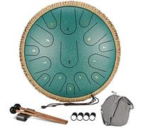 CEHJZQRPL Steel Tongue Drum, 14 Inch 15 Notes Tongue Drum, Percussion Instrument Handpan Tank Hand Pan Drum with Drum Mallets Carry Bag Finger Cover for Yoga Meditation Musical Education Kids Adults(G