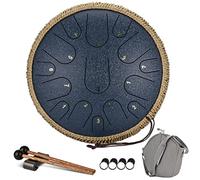 CEHJZQRPL Steel Tongue Drum, 14 Inch 15 Notes Tongue Drum, Percussion Instrument Handpan Tank Hand Pan Drum with Drum Mallets Carry Bag Finger Cover for Yoga Meditation Musical Education Kids Adults(D