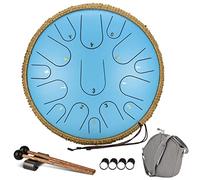 CEHJZQRPL Steel Tongue Drum, 14 Inch 15 Notes Tongue Drum, Percussion Instrument Handpan Tank Hand Pan Drum with Drum Mallets Carry Bag Finger Cover for Yoga Meditation Musical Education Kids Adults(L