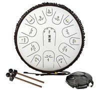 CEHJZQRPL Steel Tongue Drum, 14 Inchs 15 Notes Handpan Drum Percussion Instrument Lotus Drum C-Key with Drum Mallets Carry Bag, Chakra Tank Drum for Musical Education Meditation Mind Healing Yoga(Whit