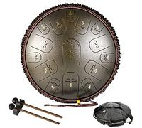 CEHJZQRPL Steel Tongue Drum, 14 Inchs 15 Notes Handpan Drum Percussion Instrument Lotus Drum C-Key with Drum Mallets Carry Bag, Chakra Tank Drum for Musical Education Meditation Mind Healing Yoga(Bron