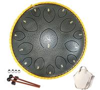 CEHJZQRPL Steel Tongue Drum 15 Notes 14 Inches, Meditation Percussion Instrument Set, Hand Pans Drum with Carry Bag Music Book Mallets Drumsticks And Finger Picks for Adults Child Beginner(Silver)