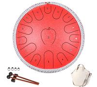 CEHJZQRPL Steel Tongue Drum 15 Notes 14 Inches Percussion Instrument D Key Handpan Drum Kit with Carry Bag Book Mallets for Beginner/Kids/Adult Meditation Entertainment Meditation Yoga(Red)