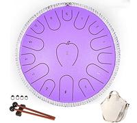 CEHJZQRPL Steel Tongue Drum 15 Notes 14 Inches Percussion Instrument D Key Handpan Drum Kit with Carry Bag Book Mallets for Beginner/Kids/Adult Meditation Entertainment Meditation Yoga(Purple)