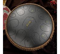 CEHJZQRPL Steel Tongue Drum, 15 Notes Tongue Drum, 14 Inches Handpan Drum Percussion Steel Drum Instrument, Healing Drum with Drumsticks, Tone Sticker And Portable Travel Bag, D Major(Silver)