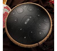 CEHJZQRPL Steel Tongue Drum, 15 Notes Tongue Drum, 14 Inches Handpan Drum Percussion Steel Drum Instrument, Healing Drum with Drumsticks, Tone Sticker And Portable Travel Bag, D Major(Black)