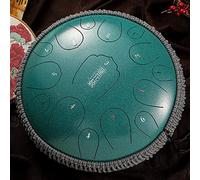 CEHJZQRPL Steel Tongue Drum, 15 Notes Tongue Drum, 14 Inches Handpan Drum Percussion Steel Drum Instrument, Healing Drum with Drumsticks, Tone Sticker And Portable Travel Bag, D Major(Malachite)