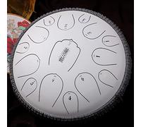 CEHJZQRPL Steel Tongue Drum, 15 Notes Tongue Drum, 14 Inches Handpan Drum Percussion Steel Drum Instrument, Healing Drum with Drumsticks, Tone Sticker And Portable Travel Bag, D Major(White)