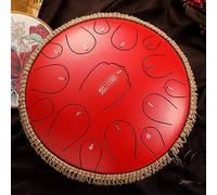 CEHJZQRPL Steel Tongue Drum, 15 Notes Tongue Drum, 14 Inches Handpan Drum Percussion Steel Drum Instrument, Healing Drum with Drumsticks, Tone Sticker And Portable Travel Bag, D Major(Red)