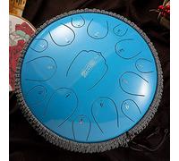 CEHJZQRPL Steel Tongue Drum, 15 Notes Tongue Drum, 14 Inches Handpan Drum Percussion Steel Drum Instrument, Healing Drum with Drumsticks, Tone Sticker And Portable Travel Bag, D Major(Blue)