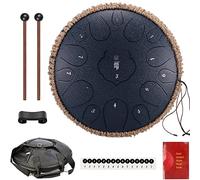 CEHJZQRPL Steel Tongue Drum 15 Tone 14 Inch Steel Drum D Major with Drum Beaters Carry Bag Handpan Percussion Drum Instrument for Yoga Zen Meditation Mental Healing Music Training(Navy)