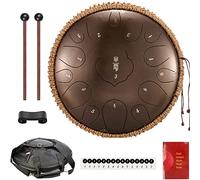 CEHJZQRPL Steel Tongue Drum 15 Tone 14 Inch Steel Drum D Major with Drum Beaters Carry Bag Handpan Percussion Drum Instrument for Yoga Zen Meditation Mental Healing Music Training(Bronze)