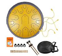 CEHJZQRPL Steel Tongue Drum 15 Tone 14 Inch Tongue Drum D Major Handpan Drum with Drum Beaters Carry Bag Percussion Drum Instrument for Yoga Zen Meditation Mental Healing Music Training