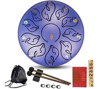 CEHJZQRPL Steel Tongue Drum 6 Inches 11 Notes Handpan Drum C Key Percussion Instrument Hand Pan Drum, Adult's/Kids Musical Education Drum with Bag, Mallets, Music Book, Note Stickers(Blue)