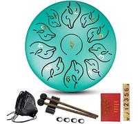 CEHJZQRPL Steel Tongue Drum 6 Inches 11 Notes Handpan Drum C Key Percussion Instrument Hand Pan Drum, Adult's/Kids Musical Education Drum with Bag, Mallets, Music Book, Note Stickers(Green)