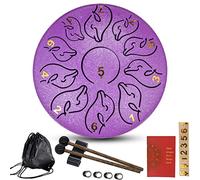 CEHJZQRPL Steel Tongue Drum 6 Inches 11 Notes Handpan Drum C Key Percussion Instrument Hand Pan Drum, Adult's/Kids Musical Education Drum with Bag, Mallets, Music Book, Note Stickers(Purple)
