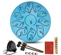 CEHJZQRPL Steel Tongue Drum 6 Inches 11 Notes Handpan Drum C Key Percussion Instrument Hand Pan Drum, Adult's/Kids Musical Education Drum with Bag, Mallets, Music Book, Note Stickers(Lake blue)