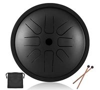 CEHJZQRPL Steel Tongue Drum 6 Inches 8 Tone Steel Hand Drum Percussion Instrument with Drum Mallets Carry Bag Gift for Beginner Adult Kid for Meditation Yoga Musical Education(Black,D Key)
