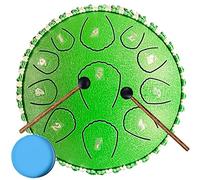 CEHJZQRPL Steel Tongue Drum 7 Inches 11 Notes, Percussion Instrument Handpan Drum Tank Drum with Mallets Bag Music Book, Gift for Beginner Meditation Healing Kids Adults Musical Education(Green,Shell)
