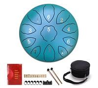 CEHJZQRPL Steel Tongue Drum 8Inch 11Notes Meditation Hand Drum F Key Percussion Instrument Kit with Carry Bag Drum Mallets Music Book Finger Sleeves Gift for Kids Adults Beginner Yoga Mind Healing(Gre