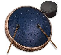 CEHJZQRPL Steel Tongue Drum, C Key 15 Notes 13 Inches Hand Drum Steel Pan Percussion Instrument Hand Pan with With Travel Bag Mallets Music Book for Music Education Meditation Yoga(Blue)