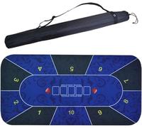 CEHJZQRPL Texas Hold'em Poker Mat for Home Game Nights Up To 10 Players, Blackjack, Casino Poker Topper with Storage Bag(1.8 x 0.9 M)