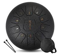 CEHJZQRPL Tongue Drum 12 Inches 11 Tones C Key Steel Percussion Instruments Ethereal Drum Handpan Drum with Drum Mallets Carry Bag Gift for Beginner Adult Kid Yoga Meditation Musical Education(Black)