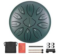 CEHJZQRPL Tongue Drum 6 Inch 11 Notes, Steel Drum Percussion Instrument, C Key Handpan Drum Kit with Carry Bag, Drum Mallets, Finger Cover for Kids Adults Yoga Mind Healing Meditation(Green)