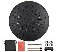 CEHJZQRPL Tongue Drum 6 Inch 11 Notes, Steel Drum Percussion Instrument, C Key Handpan Drum Kit with Carry Bag, Drum Mallets, Finger Cover for Kids Adults Yoga Mind Healing Meditation(Black)