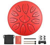 CEHJZQRPL Tongue Drum 6 Inch 11 Notes, Steel Drum Percussion Instrument, C Key Handpan Drum Kit with Carry Bag, Drum Mallets, Finger Cover for Kids Adults Yoga Mind Healing Meditation(Red)