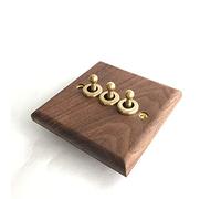 CEHJZQRPL Wall Toggle Switch, Black Walnut Solid Wood Switch Panel Home 2 Way Single Double Control Light Lever Switch Square Golden Nordic Smart Wall Switch 1-4 Gang 2 Way(3 Gang 2Way)