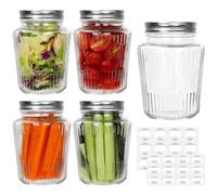 Cehomi Glass Mason Jars with Lids - 16 oz Vintage Canning Jars, Pickling Jars for Jelly, Jam, Honey, Pickles, Spice, Essential Preserver for Home Storage and Gifting 4 Pack