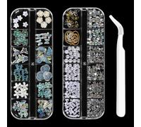 Cehoo 3D Nail Art Charms Kit - Rhinestones Pearls Flowers Bows Bears Silver Gold Chains Nail Stuff Decorations for DIY Manicure Nail Salon Supplies for Women Girls Professional Home Use