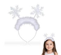 Cehoo Christmas Snowflake Headband White Snowflake Head Boppers for Women Girls Winter Hairband for Xmas Party Hair Accessories Head Wear for Christmas Dress Up Accessories