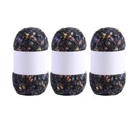 CEHTK 3 Rolls Rainbow Color Mohair Yarn Hand Knitting Yarn Soft Yarn Comfortable Crochet Thread for Scarves Blanket Shawls Black