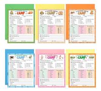 Ceiba Tree 12Pcs Camp Greeting Cards Sleepaway Camp Postcards with Envelopes Hello from Funny Summer Camp Stationery Fill in the Blank Camping Notes Flat Cards for Girls Boys Campers Summer Adventure