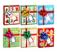 ceiba tree Christmas Gift Card Box Holder 24 PCS with Bows and Tags Stickers Merry Christmas Gift Cards Present Wrap Boxes Mini Favor Boxes Xmas Holiday