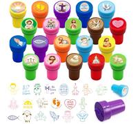 Ceiba Tree He is Risen Religious Easter Stamps for Kids 20 Pcs Christian Easter Basket Stuffers Self-Ink Stamps Jesus Easter Eggs Fillers for Sunday School Rewards