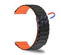 CeiBand 18mm Watch Straps, [Double-Sided Use] Magnetic Silicone Watchband Men Women Quick Release Bracelets, 18mm Sports Wristband Compatible with Traditional Watches&Smartwatches - Black&Orange
