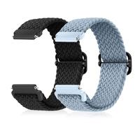 CeiBand 2 Pack Nylon Strap for 22mm, 18mm, 19mm, 20mm Lug Width, Elastic Quick Release Sport Replacement Wristband, Soft Comfortable Breathable Bracelets for Men and Women - Black + Light Blue
